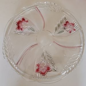 14" Colored Glass Cake Platter - Mikasa 'Satin Orchard' ca. 1994-1995